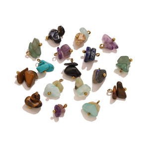 Natural Stone Chip Charm <b>Pendant</b> | PVD Gold Plated Stainless Steel Irregular Gemstone Dangle for DIY Necklace Bracelet Jewelry - Product Image 5