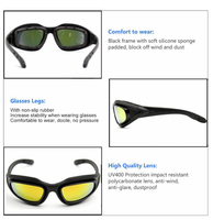 Lunettes tactiques noires C5 pour le sport, la randonnée, le cyclisme, avec 3 verres, lunettes de tir, lunettes de soleil balistiques