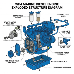 Moteur diesel marin Weichai WP6C150-15 à faible consommation de carburant pour flotte de pêche - Product Image 4