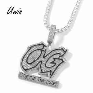 สร้อยคอจี้ Urban Fashion Bling OG แบบ Iced Out สไตล์แก๊งสเตอร์สุดเท่ ประดับเพชรทรงบาแกตต์ ฮิปฮอป สีดำ CZ เครื่องประดับผู้ชาย - Product Image 1