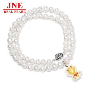 Natural Pearl Necklace Round Beads Hetian Jade Yellow Goldfish Pearl Necklace Mother's Gift for <strong>Elders</strong> Mother's Day - Product Image 5