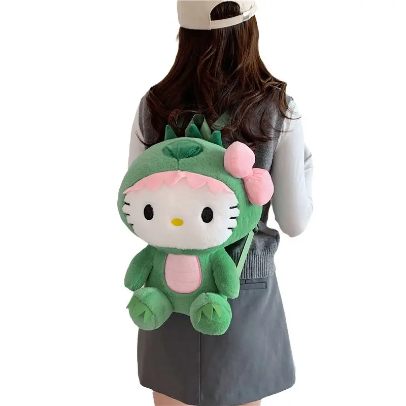 Green Dinosaur Drag KT Hallo Kitty Kuromi Large Size Girls Cute Plush Kids Doll Super Soft Toy for Kids