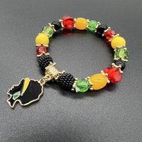 Nueva llegada hecha a mano Black History Month Rasta Color African Bead Bracelet