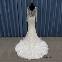 Manches longues cristal princesse musulmane mariée dentelle dubaï robe de mariée jacember robes de mariée