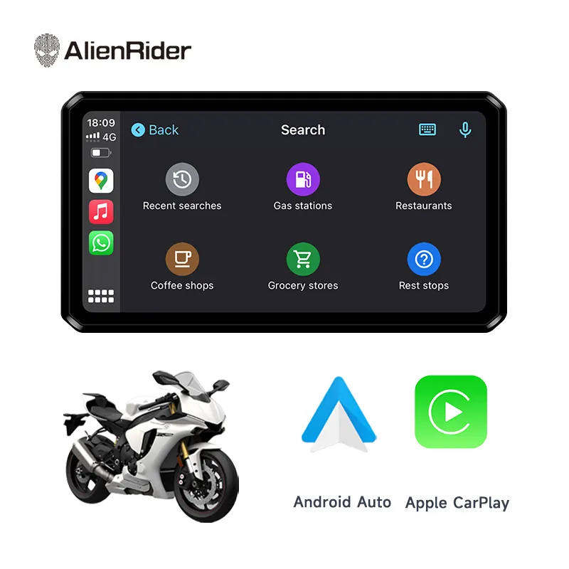 AlienRider M2 Pro Motorcycle Dash Cam Dual Recording Dvr CarPlay Android Auto Navigation BSD System With 6 Inch Touch Screen