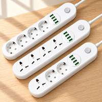 Multiprise standard européenne avec rallonge, compatible internationalement, interrupteur intégré, câble de 2m/3m/5m, 10A
