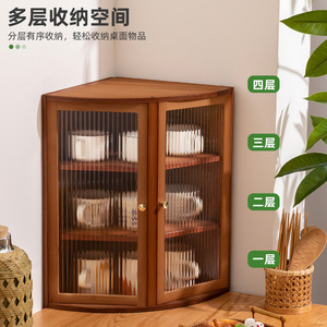 Kitchen countertop <b>corner</b> storage rack, multi-functional spice rack, tiered organizer, <b>cabinet</b> storage solution. - Product Image 3