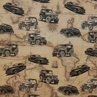 Papel de Regalo Kraft Impreso Personalizado con Patrón de Mapa de Auto Clásico Vintage, Papel para Envolver Regalos para Hombres, Embalaje para Regalos de Cumpleaños