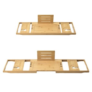 Bamboo Bathtub Tray Multi Purpose Bath Rack With Cup Holder And <b>Tablet</b> <b>Stand</b> <b>For</b> Relaxing Bath Time - Product Image 5