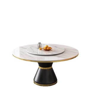 Mesa de Comedor Redonda de Mármol con Disco Giratorio 2025, Estilo de Lujo Ligero para Comedor - Product Image 5