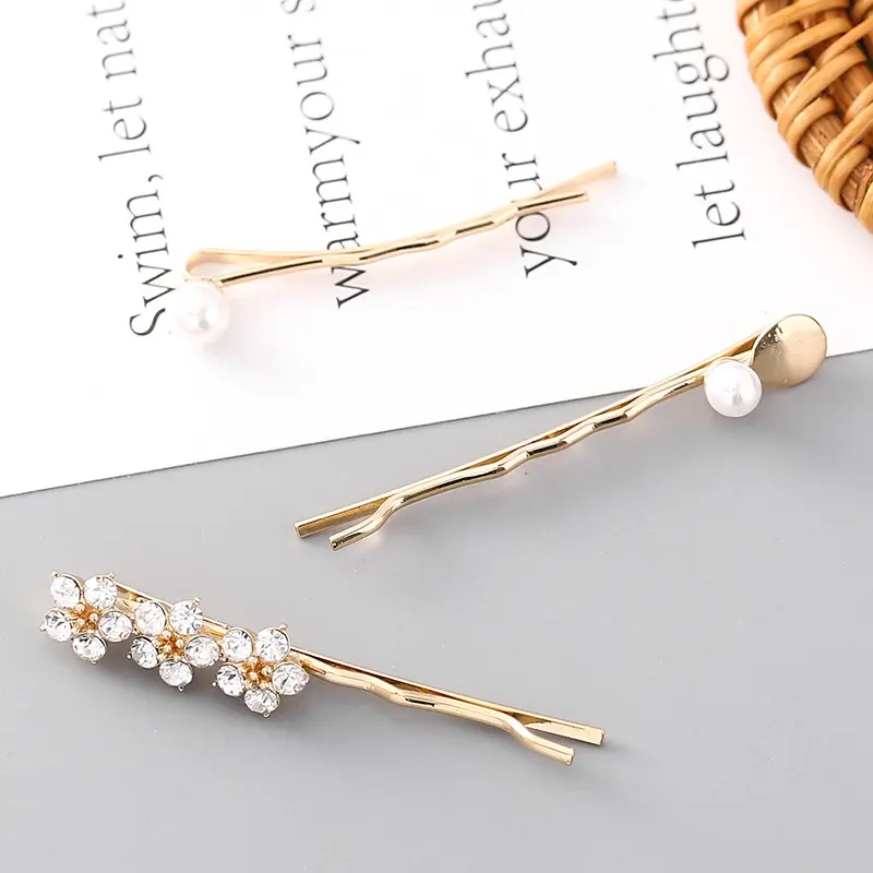 Tasarım Bling Glitter kristal Rhinestone Bobby Pin Barrette saç klipleri saç tokası seti kadınlar için kız çocuk aksesuarları