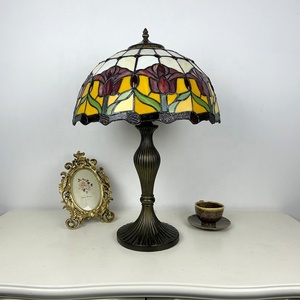 LongHuiJing for Style 16inch Multicolored Stained Glass Dome Flexible Table Lamp for Office Home Bedroom Decoration - Product Image 2