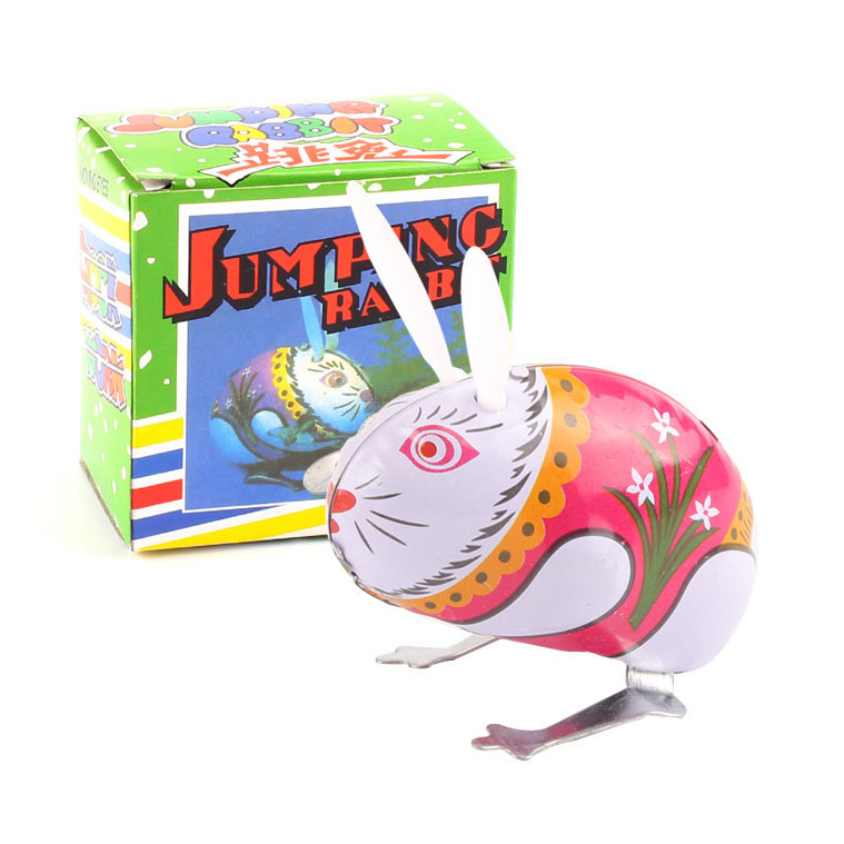 Оптовая продажа, Классический Железный кролик, прыгающая заводная игрушка, винтажные жестяные игрушки, животное, прыгающий кролик