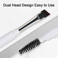 Réutilisable Double Extrémité Fluffy Lash Shampooing Lavage Nettoyant Mini Mascara Brosse De Nettoyage Tête Cils Mascara Baguette Courbe Cas En Gros