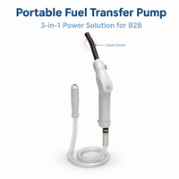 Pompe de transfert électrique triple puissance à piles AA, USB-C, 12V, avec pince crocodile et capteur d'arrêt automatique