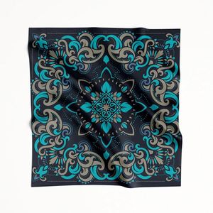 Pañuelo de Seda 90x90, Pañuelo Bandana de Seda Personalizado, Pañuelos de Seda con Diseños de Patrones Culturales para Viajeros Globales y Amantes del Arte - Product Image 1