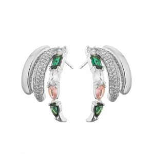 ต่างหูแบบติดหูทรงเรขาคณิตทันสมัย ดีไซน์เฉพาะตัว ประดับด้วยทองเหลืองหลายชั้นฝังเพชรซิคอน - Product Image 5