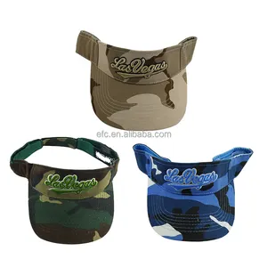 Camuflagem esportiva viseira de sol chapéus personalizado bordado logotipo algodão sarja bola ajustável bonés de sol para homens mulheres verão unisex adultos