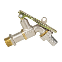 Robinet d'eau verrouillable en laiton zingué avec poignée à levier, filetage externe 1/2 pouce, raccord cannelé pour tuyau de jardin