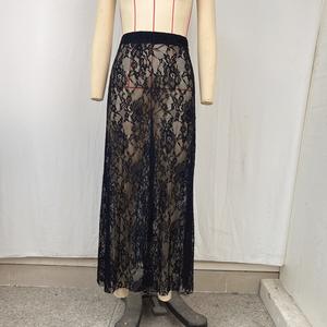 <span class=keywords><strong>2025</strong></span> bureau dame noir voir à travers longue jupe dentelle creux élastique jupe Sexy élégant fête jupes - Product Image 3