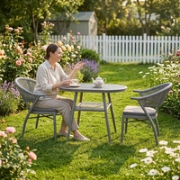 Ensemble de jardin contemporain en aluminium moderne, table basse et chaises d'extérieur avec 2 places assises pour la salle à manger et l'usage en ferme