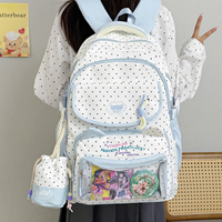 Sac à dos pour enfants avec poche transparente, petite pochette à cordon, sac à dos d'école pour adolescentes