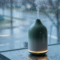 Diffuseur d'huiles essentielles en céramique 100 ml, humidificateur ultrasonique à brume froide avec minuterie intelligente et lumière LED 7 couleurs pour la décoration de la maison