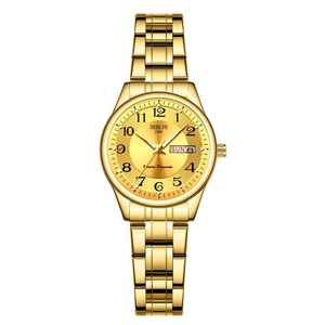 Reloj de Cuarzo de Lujo para Mujer, Reloj de Pulsera de Acero Inoxidable Dorado, Reloj de Dama con Calendario - Product Image 2