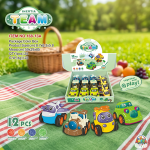 12 Pcs Inertia Cartoon Car <b>Toy</b> Set Mini Plastic <b>Vehicles</b> <b>Friction</b> Powered Toddler Gift Box - Product Image 3