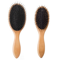 Brosse à cheveux démêlante à poils de sanglier avec manche en hêtre et logo personnalisé, peigne de massage à coussin d'air, peigne airbag