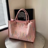 Tas Pantai Wanita Bertekstur Pelangi Warna-warni Modis Mewah untuk Penggunaan Sehari-hari dengan Liontin Desain Baru untuk Semua Musim