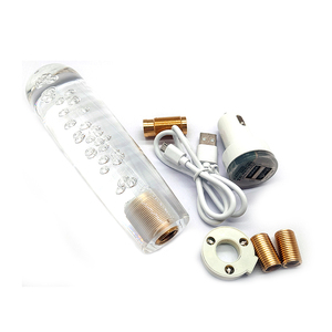 หัวเกียร์คริสตัลเรืองแสง LED แบบมีฟองอากาศ, หัวเกียร์ธรรมดาแบบชาร์จ USB ได้ ใช้ได้กับรถทั่วไป  ทำจากทองเหลือง CNC  8 สี 7 ขนาด - Product Image 6