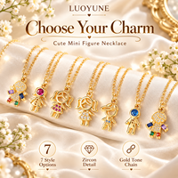 LUOYUNE – collier avec pendentif en forme de dessin animé pour garçon et fille, en cuivre doré, zircon, breloque colorée, bijoux mignons, cadeau pour femmes et filles