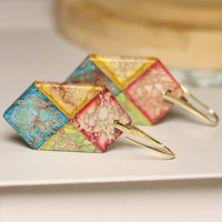 Boho anting-anting tetesan sedimen laut alami 18k anting-anting penyembuhan Yoga jarum berlapis emas perhiasan anting-anting Juntai mode wanita