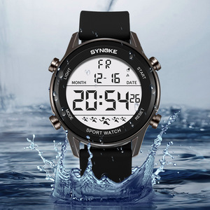 นาฬิกาสปอร์ตดิจิตอลสำหรับผู้ชาย SYNOKE พร้อมไฟ LED แสดงผลด้านหลัง ตัวเรือนโลหะผสม กันน้ำ 5BAR สายซิลิโคน สำหรับนักเรียน - Product Image 2