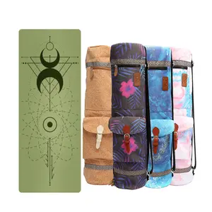 Double Layer Big Pattern Sustain Yoga Mat PU Rubber Natural With Bag Large Pockets Gym Matt