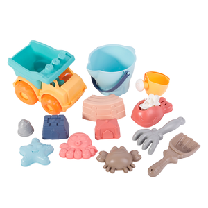 Ensemble de jouets de plage souples en PE pour enfants, 13 pièces, avec seau, arrosoir, moules d'animaux marins et sac à dos, pour jeux de sable d'été en extérieur - Product Image 1