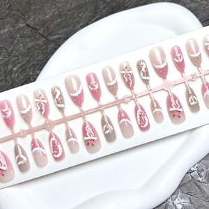 Boîte de 30 faux ongles à presser, style Y2K Millennial Spicy Girl, romantique, floral, <span class=keywords><strong>pastel</strong></span>, haut de gamme, tendance Instagram, pour l'<span class=keywords><strong>été</strong></span> - Product Image 6