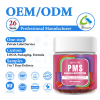 Gummies de soutien de l'humeur PMS les plus vendues avec vitamines et suppléments menstruels PMS, supplément de safran en marque privée pour femmes