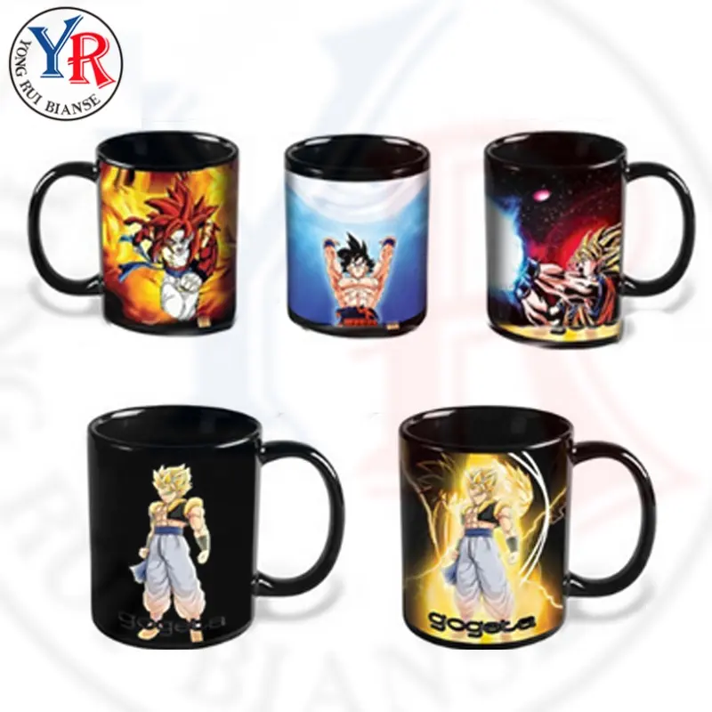 Promove o anime presente de natal 11oz, caneca de mudança de cor preta, impressão de xícara de café, caneca de cerâmica personalizada com logotipo padrão