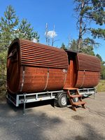 Sauna mobile toutes saisons avec remorque, en cèdre rouge, pour extérieur
