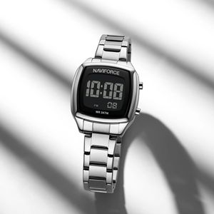 NAVIFORCE NF5047 Square Casual <strong>Digital</strong> <strong>Watch</strong> for Lady Stainless Steel Strap <strong>Digital</strong> <strong>Watch</strong> for <strong>Women</strong> Versatile Female Wristwatch - Product Image 4