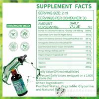 Cairan Herbal Detoksifikasi Label Pribadi, 10-in-1 Soursop Drops dengan Sea Moss, Moringa, Kunyit, Ashwagandha untuk Kesehatan Sehari-hari, 60 mL