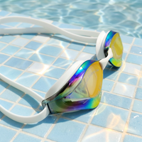 Lunettes de natation hydrodynamiques professionnelles avec verres miroir électroplaqués, conception anti-fuite, en PC et silicone