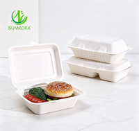 Contenants alimentaires en bagasse écologiques, résistants à la graisse et compatibles micro-ondes, boîtes à clapet en bagasse, boîtes à emporter jetables