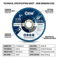 Disque de découpe métallique premium de 5 pouces, épaisseur 6 mm, pour acier inoxydable
