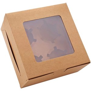 Trắng 4x4x2.5 inch Pastry hộp với cửa sổ nhỏ Kraft các tông và lá cho bánh thực phẩm kẹo bao bì - Product Image 3