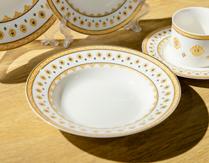 European Luxury Gold Rim <b>Bone</b> <b>China</b> <b>Dinner</b> <b>Set</b> Custom Logo Ceramic Tableware For Hotel Wedding Middle East Wholesale - Product Image 5