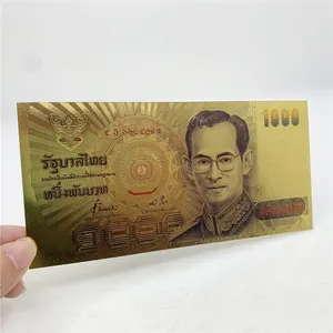 新泰国1000泰铢钞票颜色泰国24k金塑料收藏和礼品