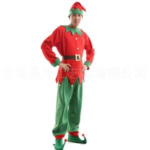 MS Factory Direct <b>Elf</b> Party Christmas Cosplay <b>Costume</b> Xmas Red Green Print Masquerade Clothing - Product Image 2